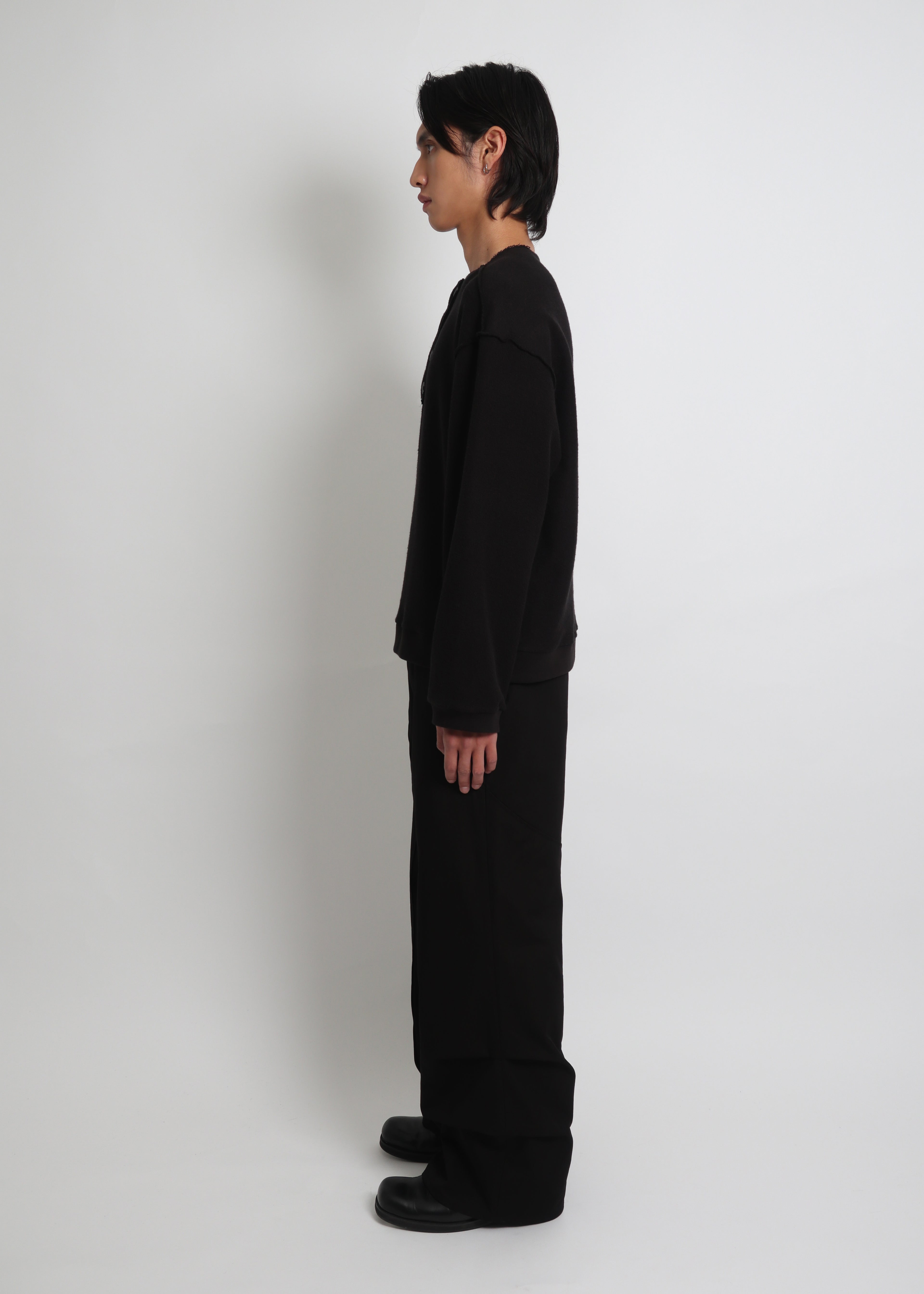 Raw Henley-Neck Sweatshirt