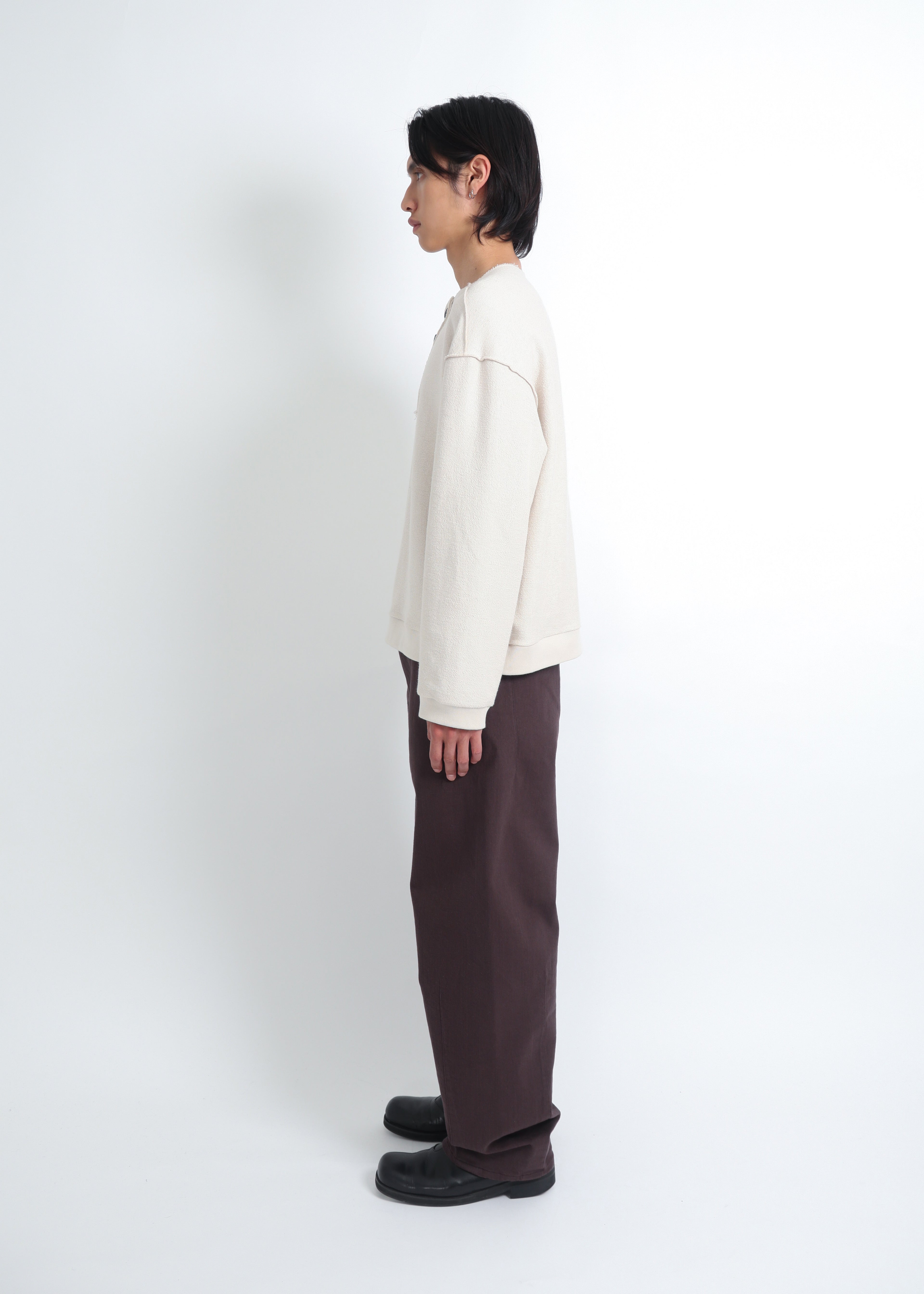 Raw Henley-Neck Sweatshirt