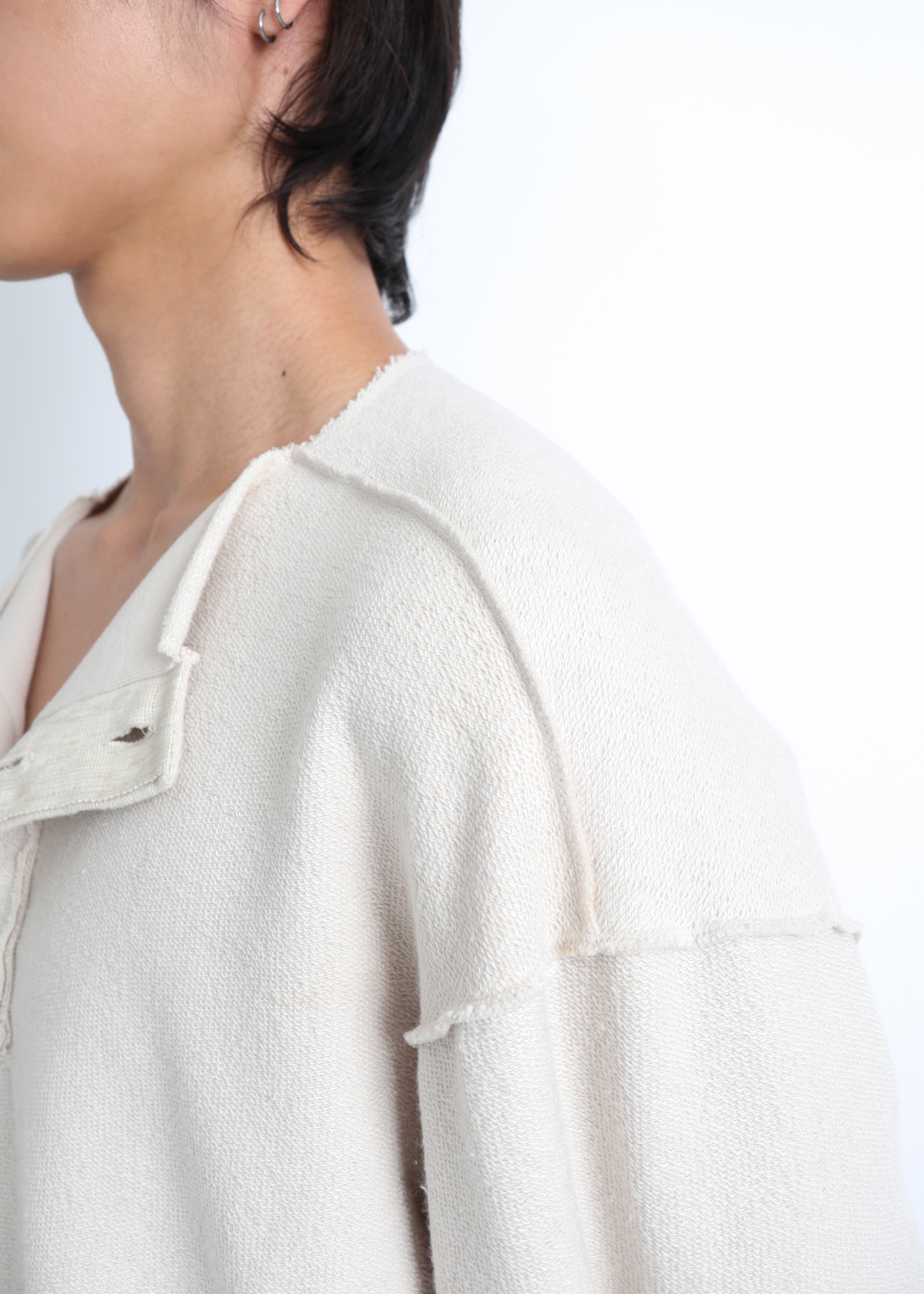 Raw Henley-Neck Sweatshirt