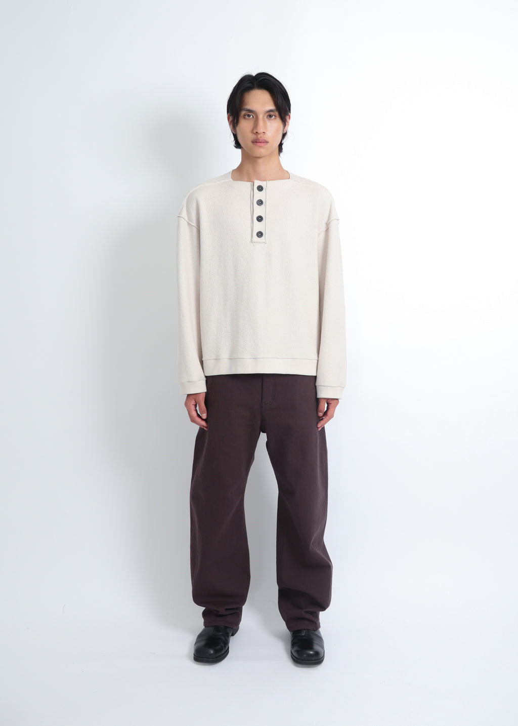 Raw Henley-Neck Sweatshirt