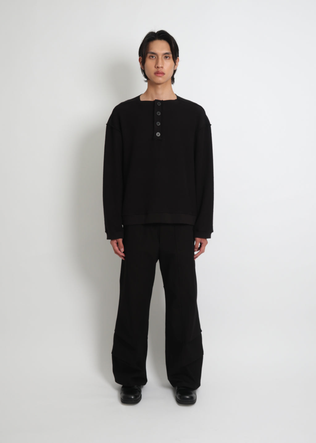 Raw Henley-Neck Sweatshirt