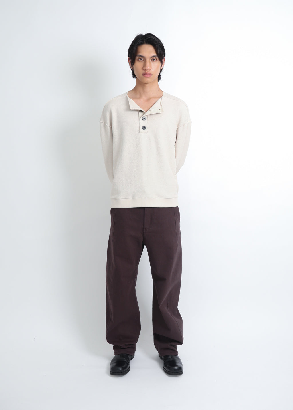 Raw Henley-Neck Sweatshirt