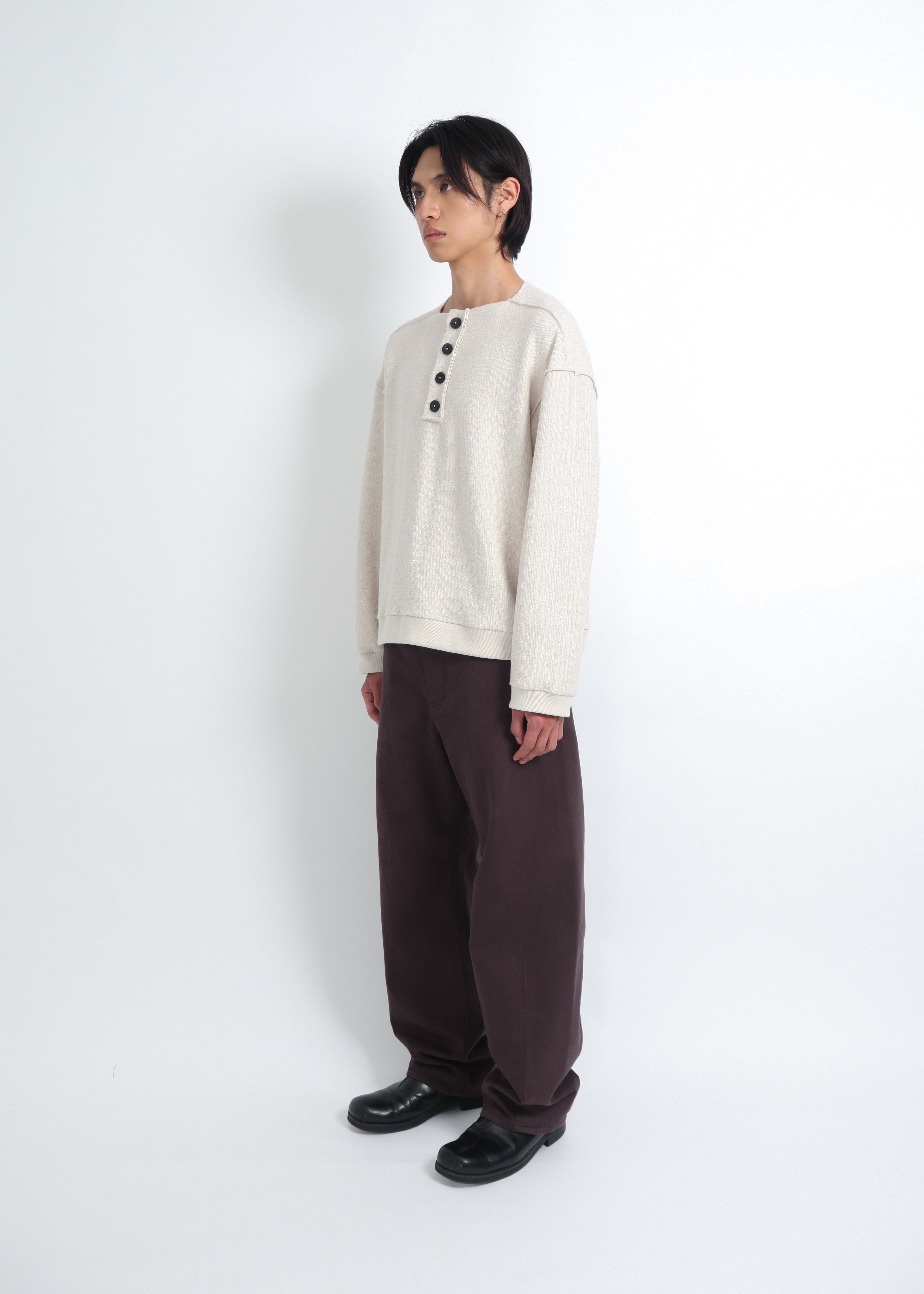 Raw Henley-Neck Sweatshirt