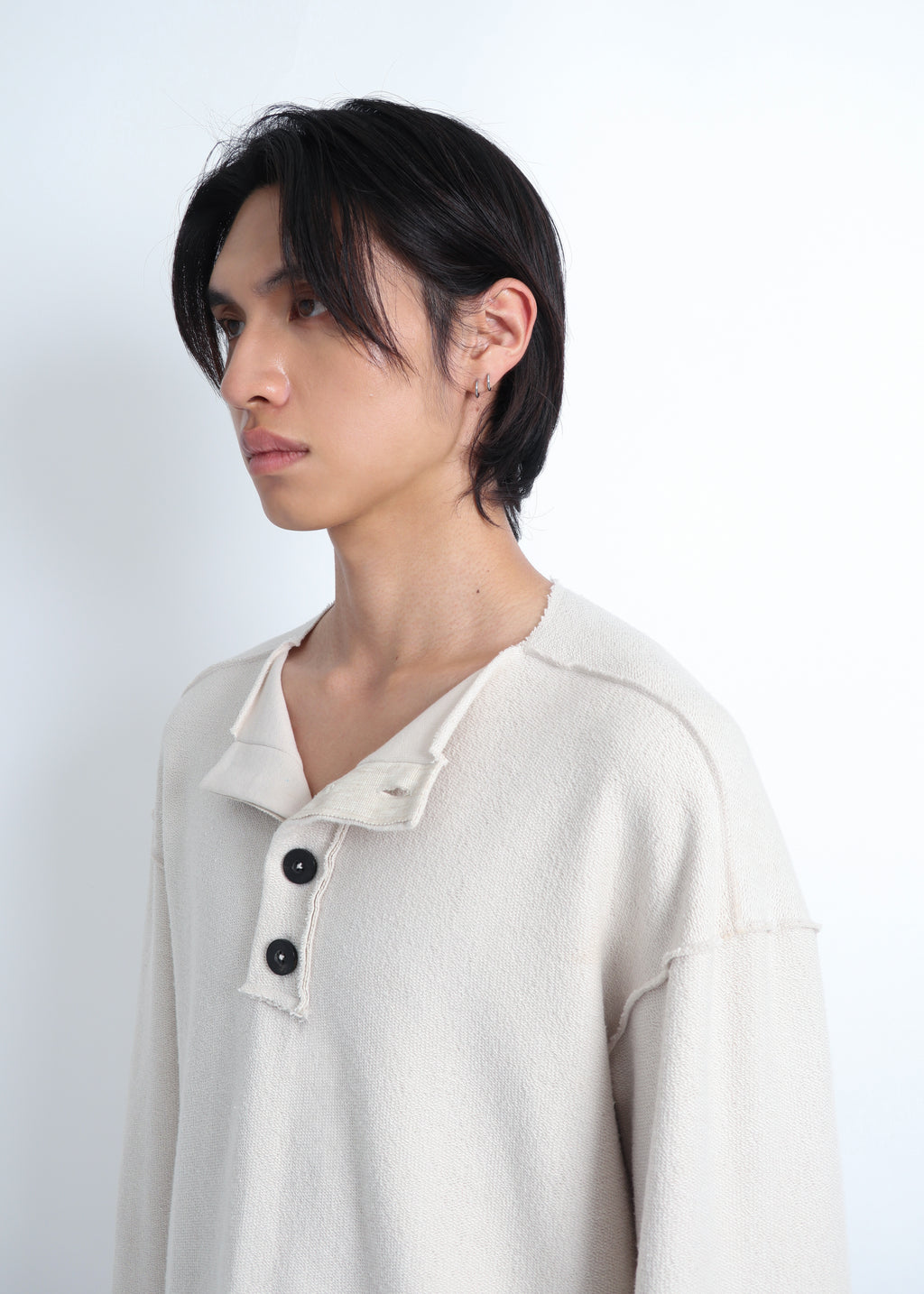 Raw Henley-Neck Sweatshirt