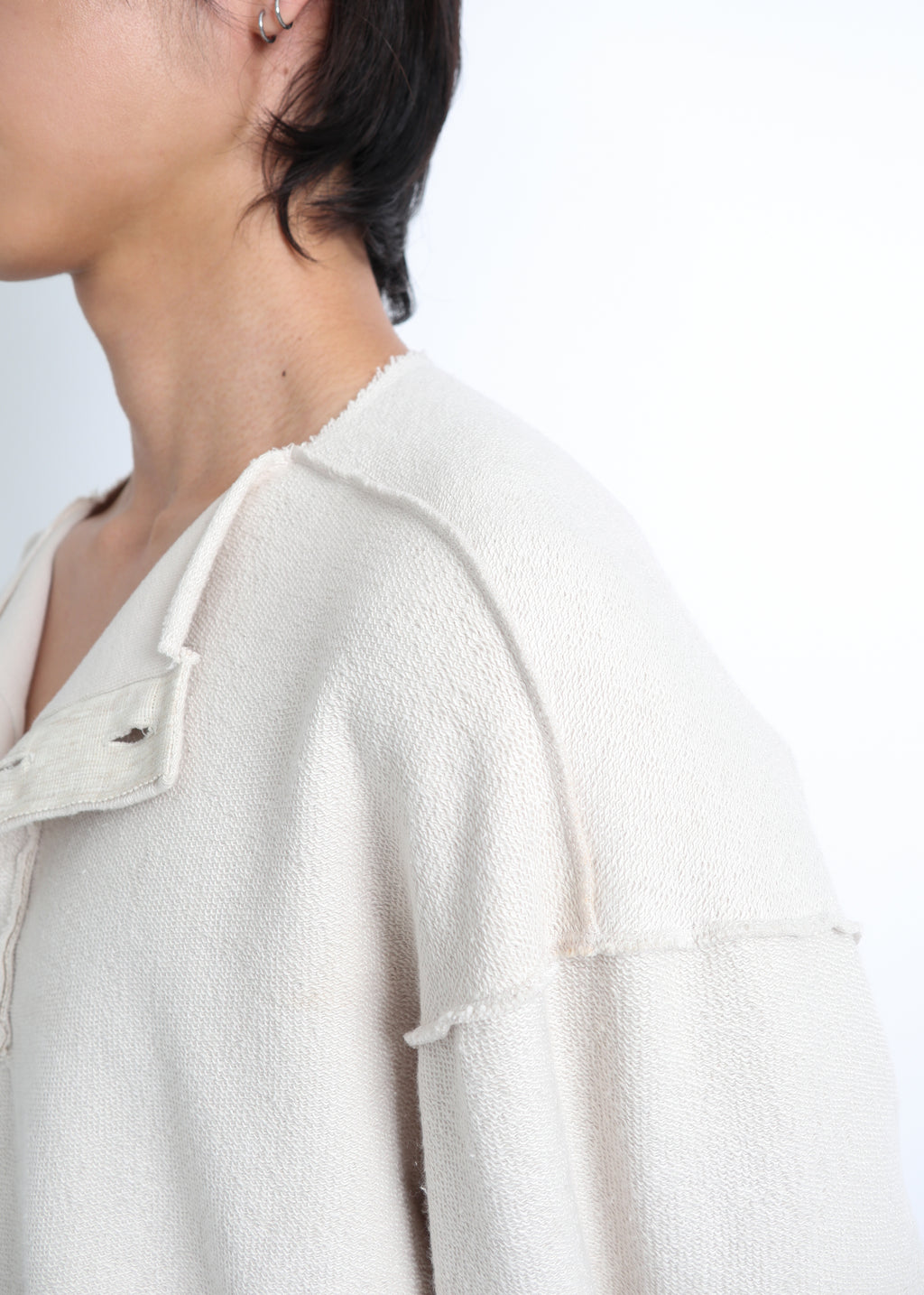 Raw Henley-Neck Sweatshirt