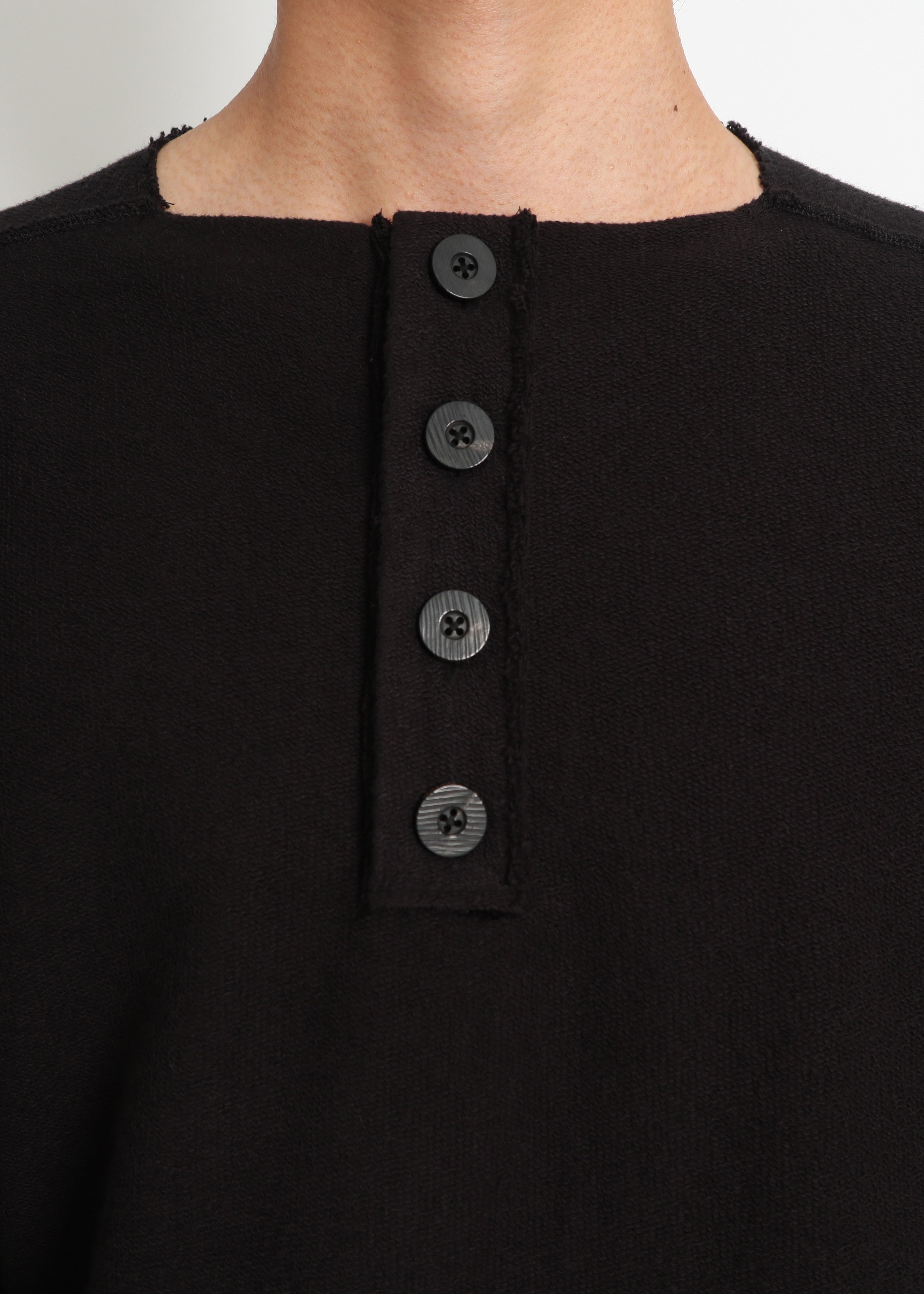 Raw Henley-Neck Sweatshirt