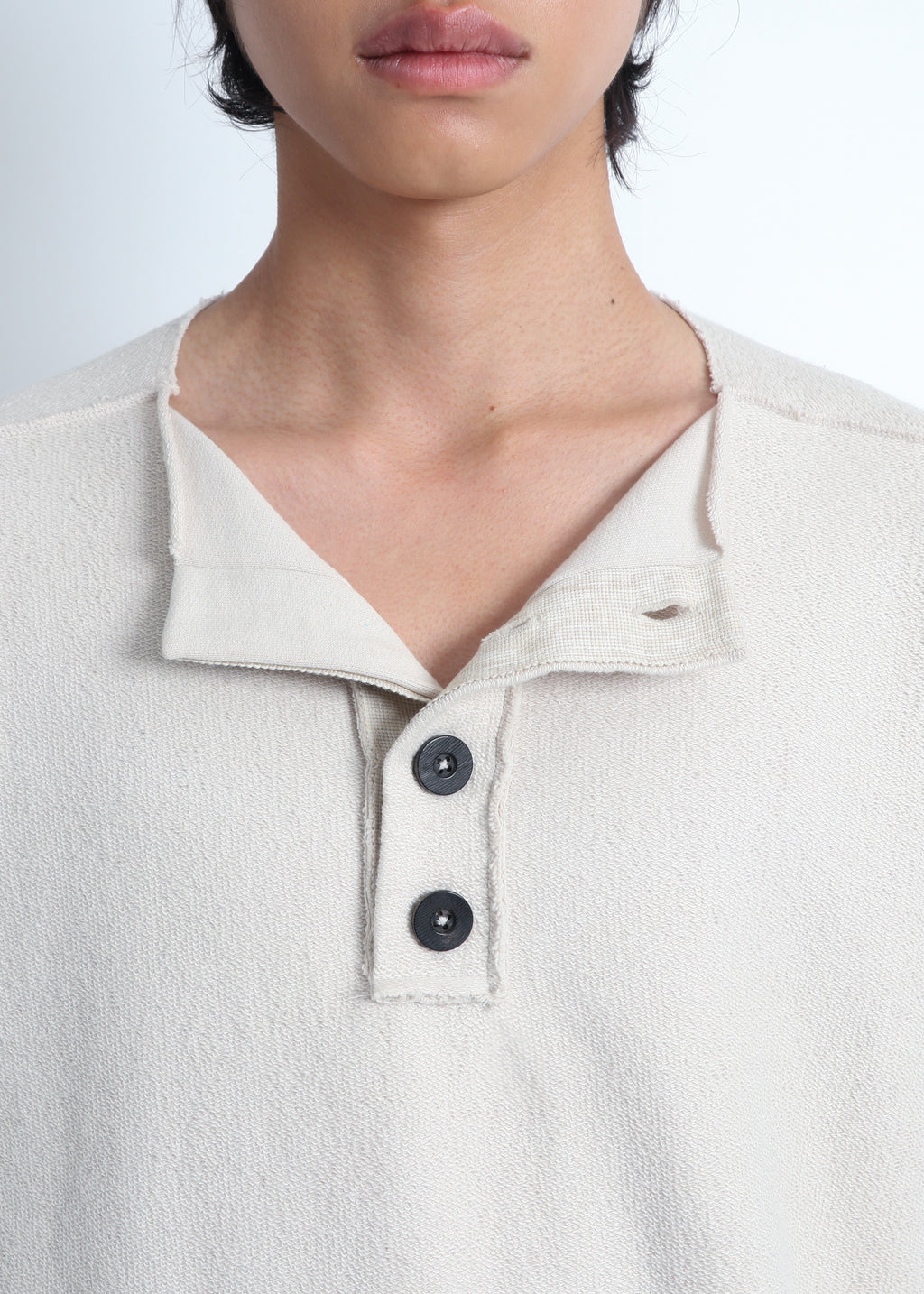 Raw Henley-Neck Sweatshirt