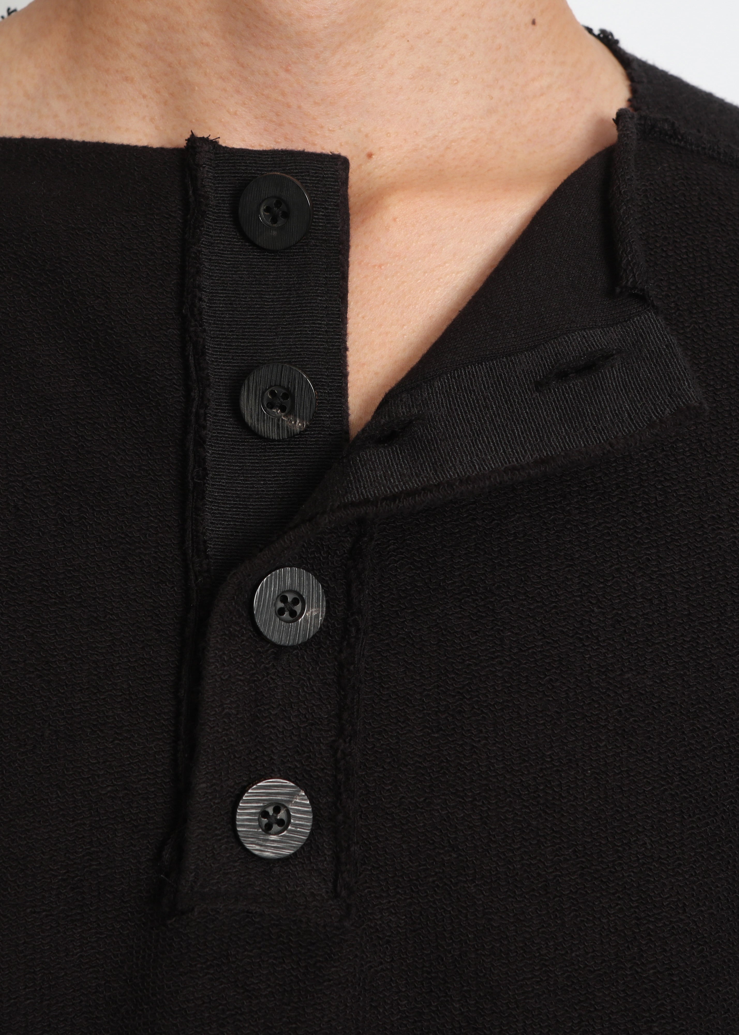 Raw Henley-Neck Sweatshirt
