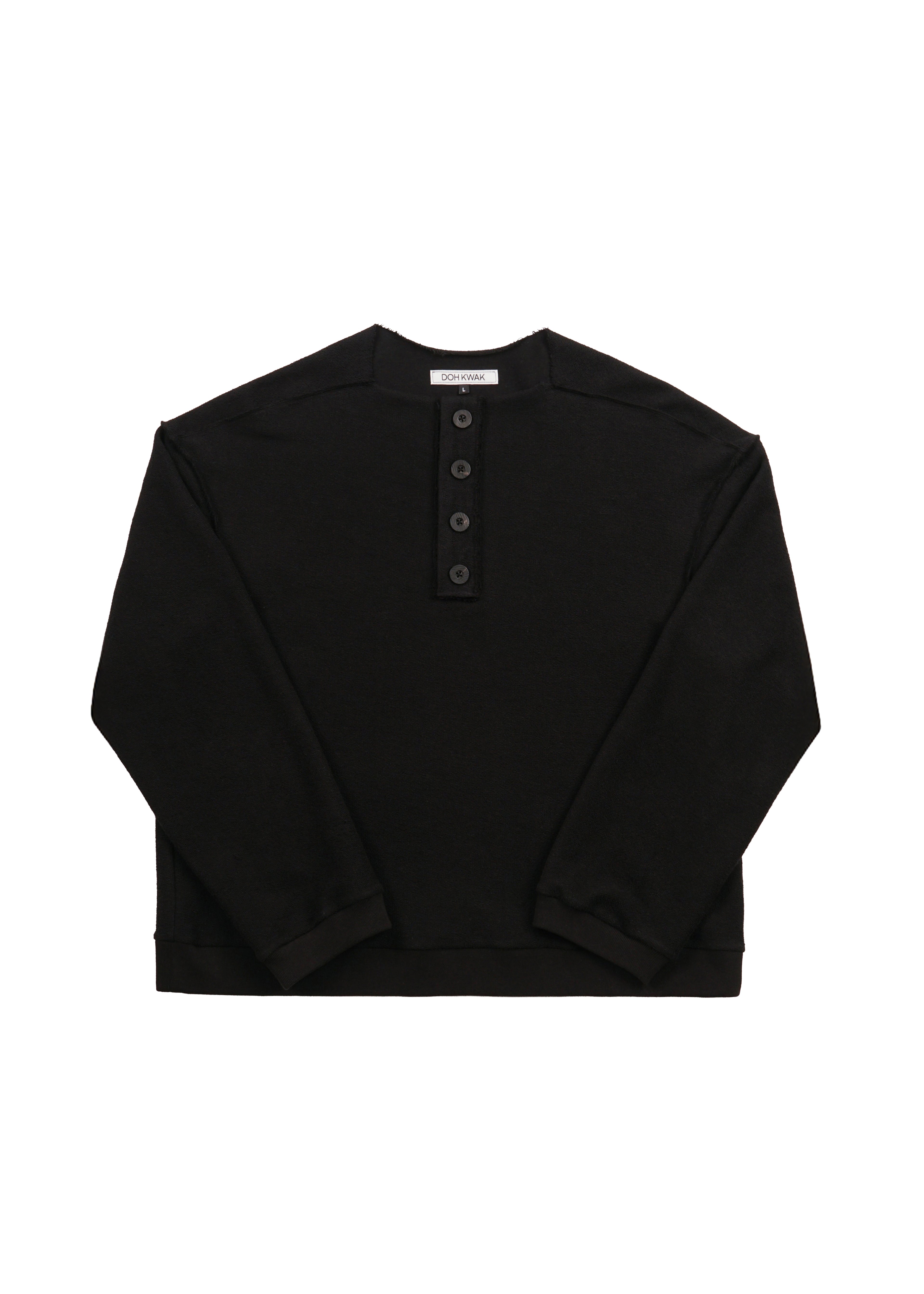 Raw Henley-Neck Sweatshirt